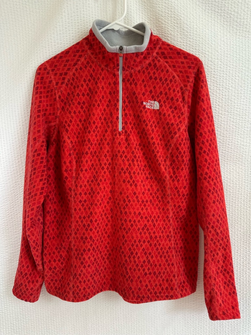 The North Face Women’s Red Gray Quarter Zip Fleece Pullover Size: Large